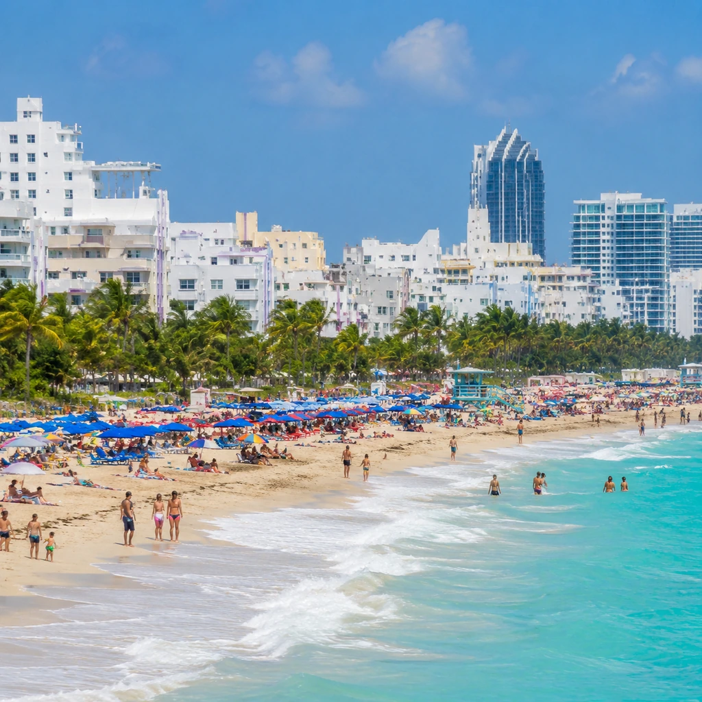 South Beach in Miami Beach with Art Deco hotels
