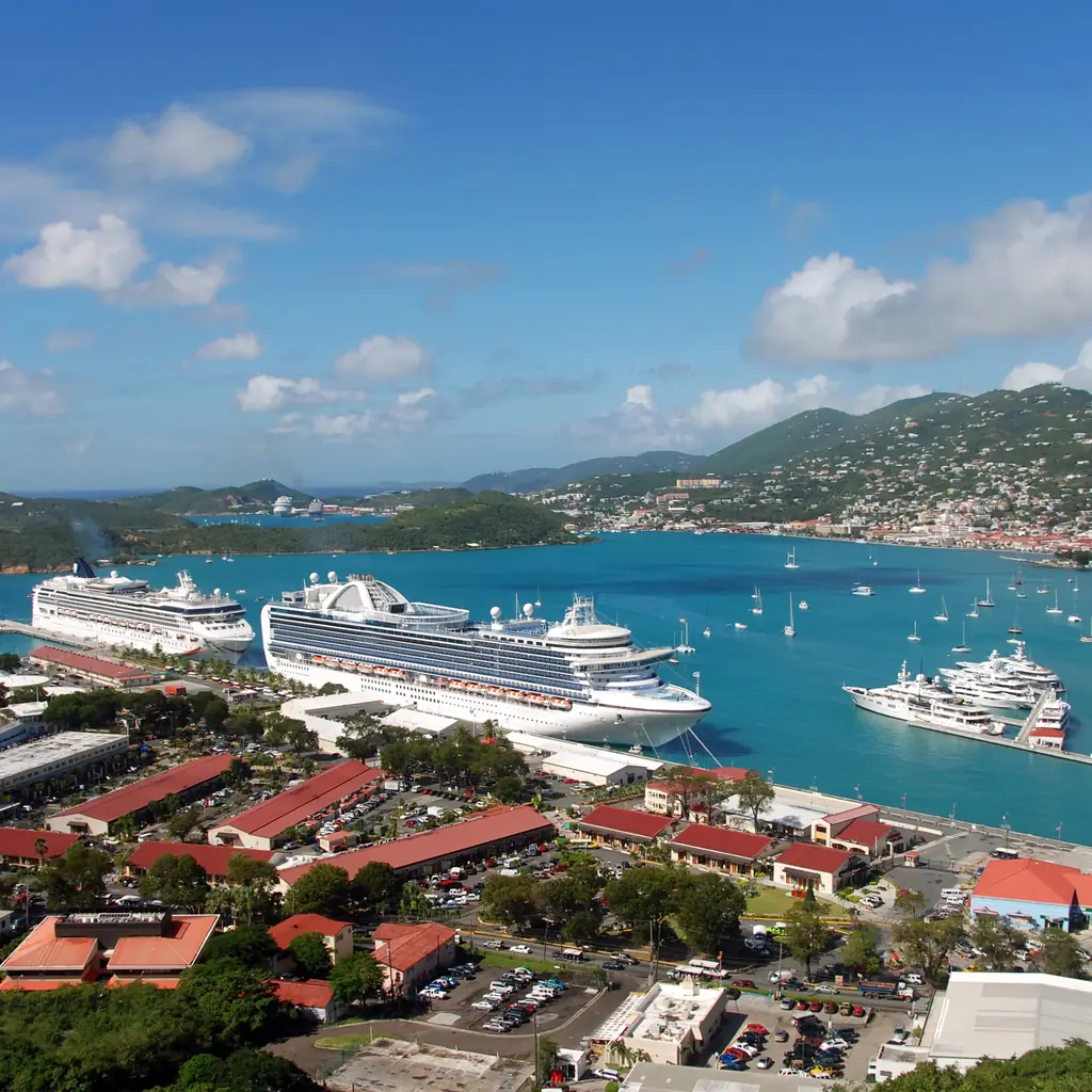 Cruise ships in Charlotte Amalie harbor on St. Thomas