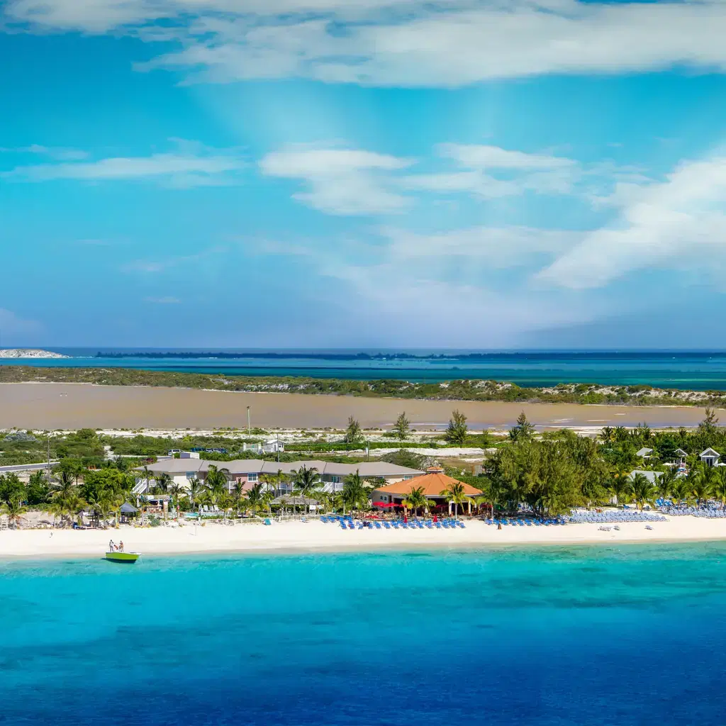 Aerial coastline view of Grand Turk in the Turks and Caicos Islands