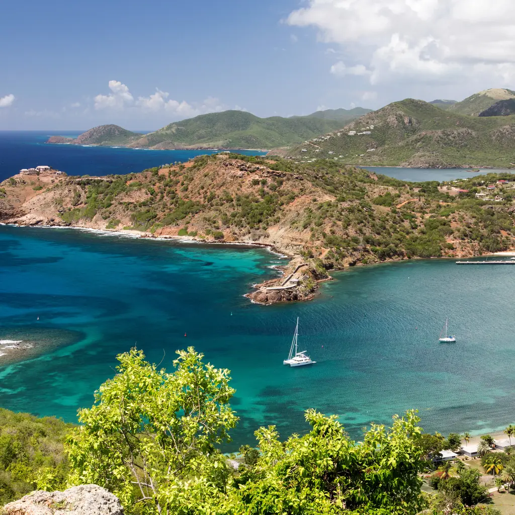 English Harbour and the coastline of Antigua