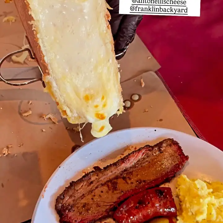 Franklin Barbecue barbecue food, photo credited to @franklinbackyard on Instagram.