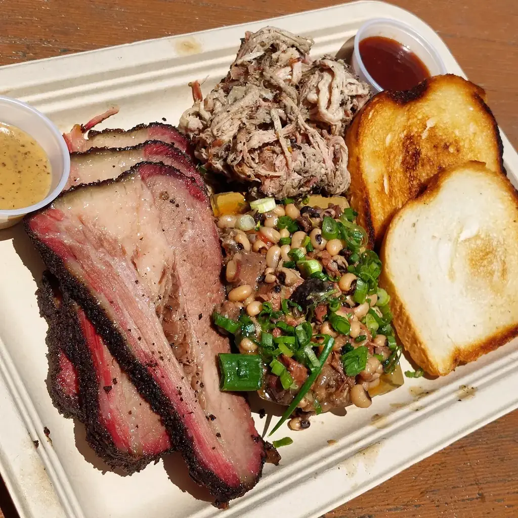 Distant Relatives barbecue food, photo credited to @p_langley on Instagram.