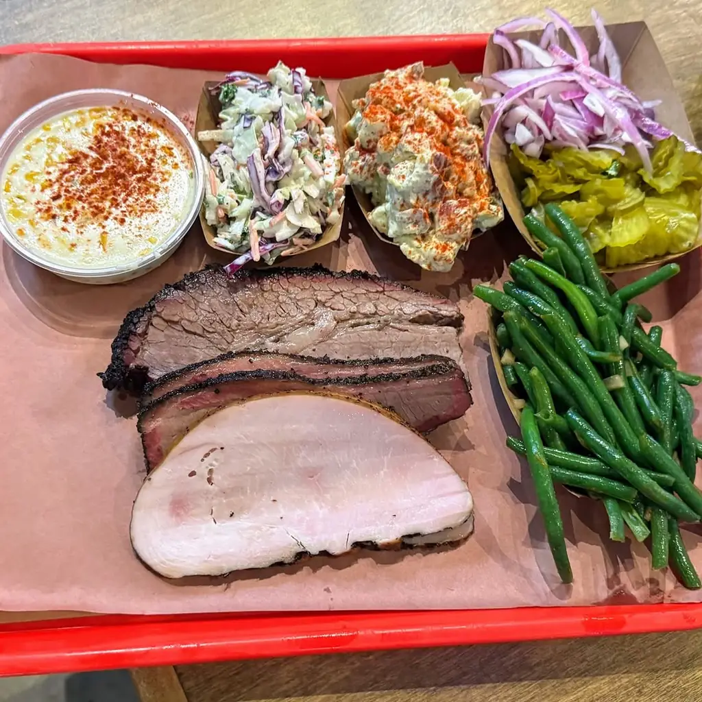 Terry Black's BBQ barbecue food, photo credited to @smokedfoodaddict on Instagram.
