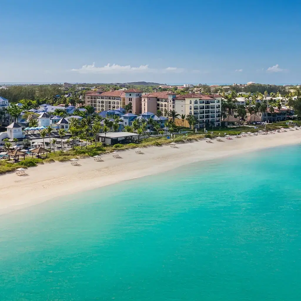 Aerial view of Beaches Turks and Caicos beside Grace Bay