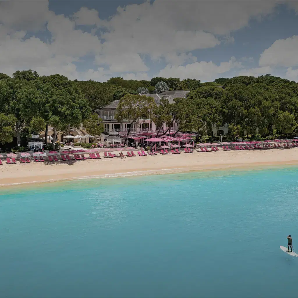 Calm Caribbean water and the beachfront at Sandy Lane in Barbados