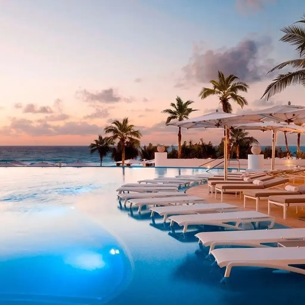 The oceanfront infinity pool at Le Blanc Spa Resort Cancun