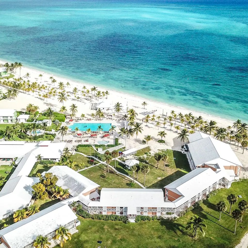 Aerial view of Viva Fortuna Beach resort on Grand Bahama Island