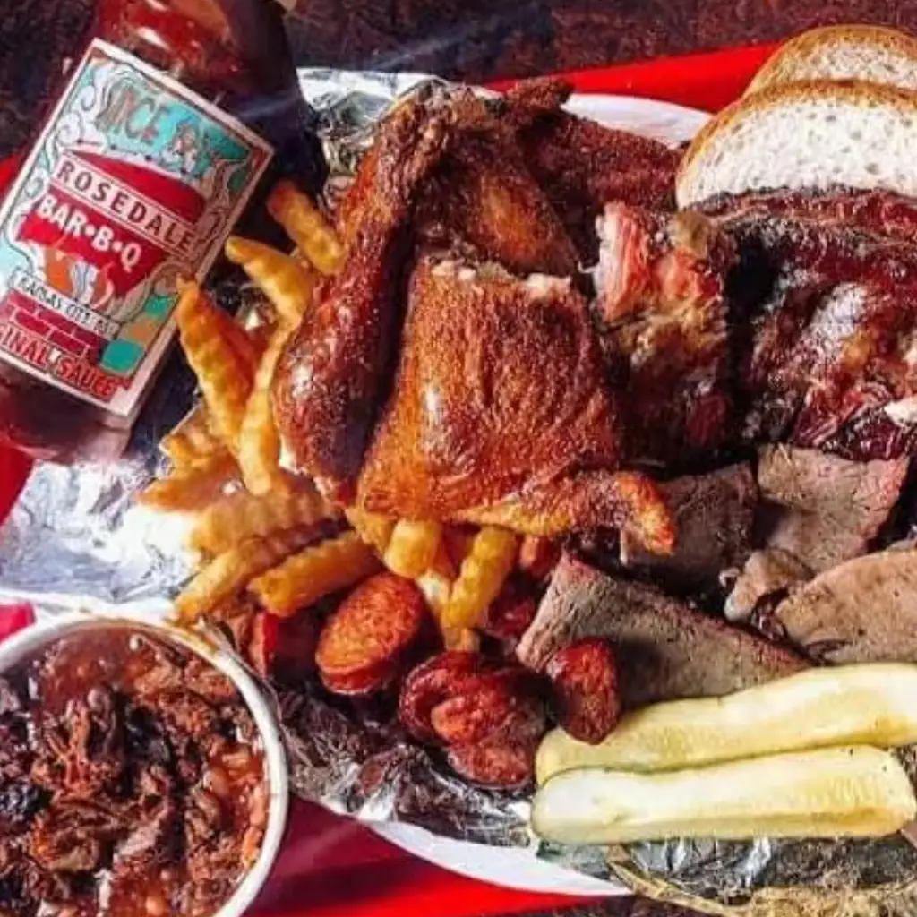 Rosedale Bar-B-Q, Kansas City, Kansas, photo credited to @rosedalebarbeque on Instagram.
