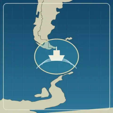 Editorial locator map for Drake Passage, South America to Antarctica
