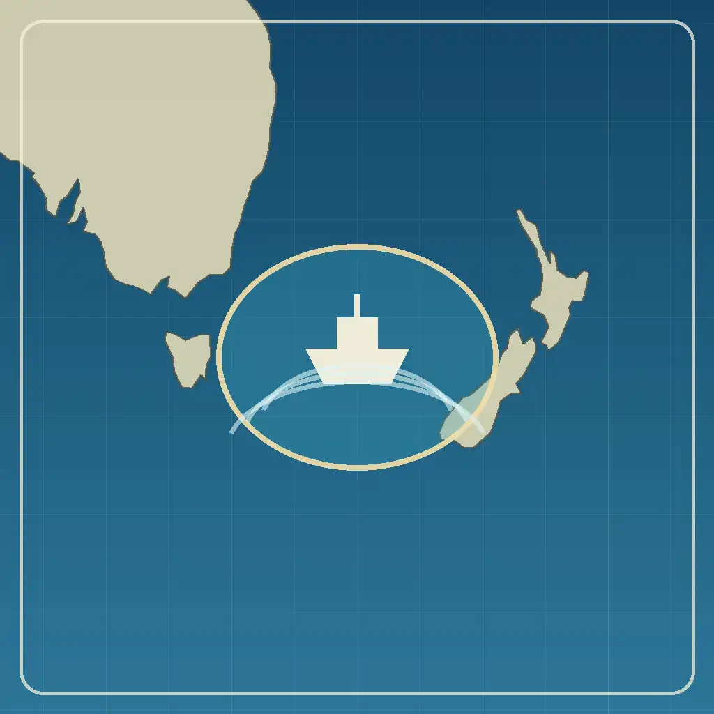 Editorial locator map for Tasman Sea, Australia and New Zealand