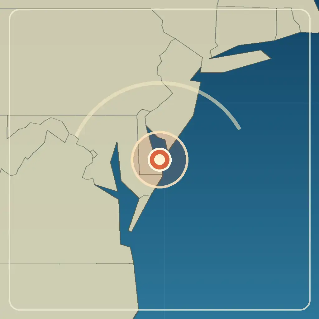 Editorial locator map for Lewes, Delaware