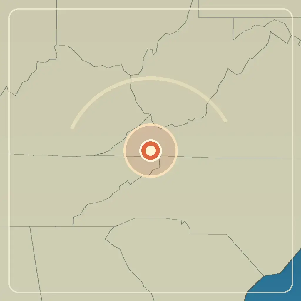 Editorial locator map for Abingdon, Virginia