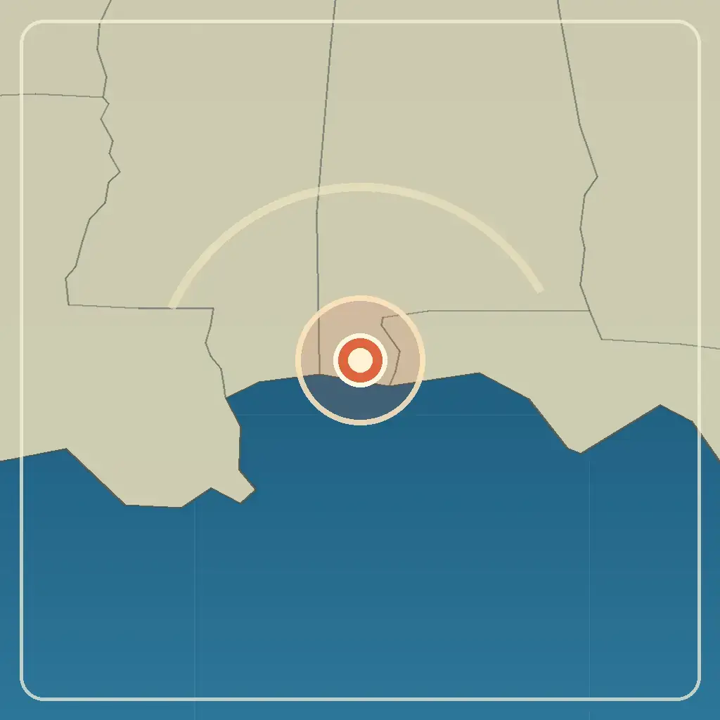 Editorial locator map for Fairhope, Alabama