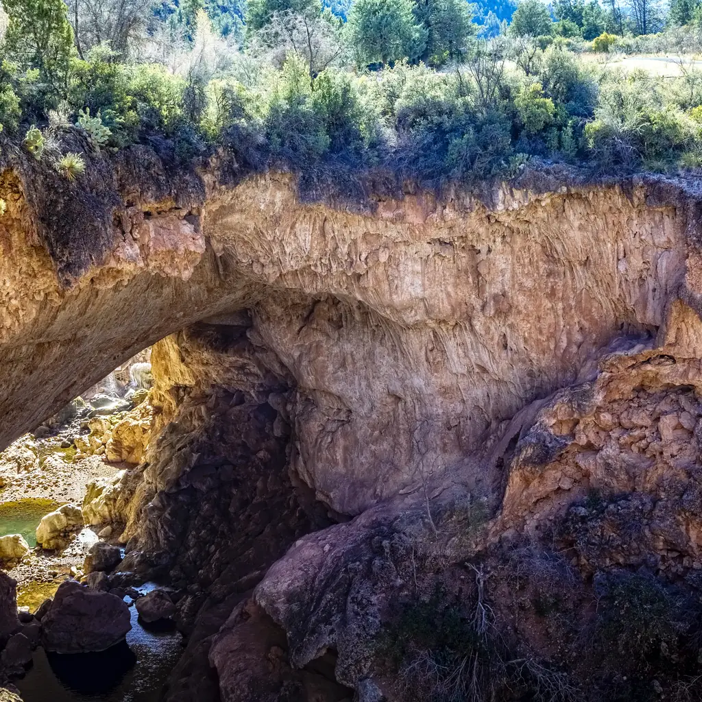 The natural rock bridge at Tonto Natural Bridge State Park, Arizona.