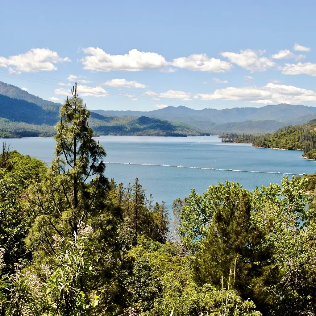 Whiskeytown Lake and surrounding hills in northern California.