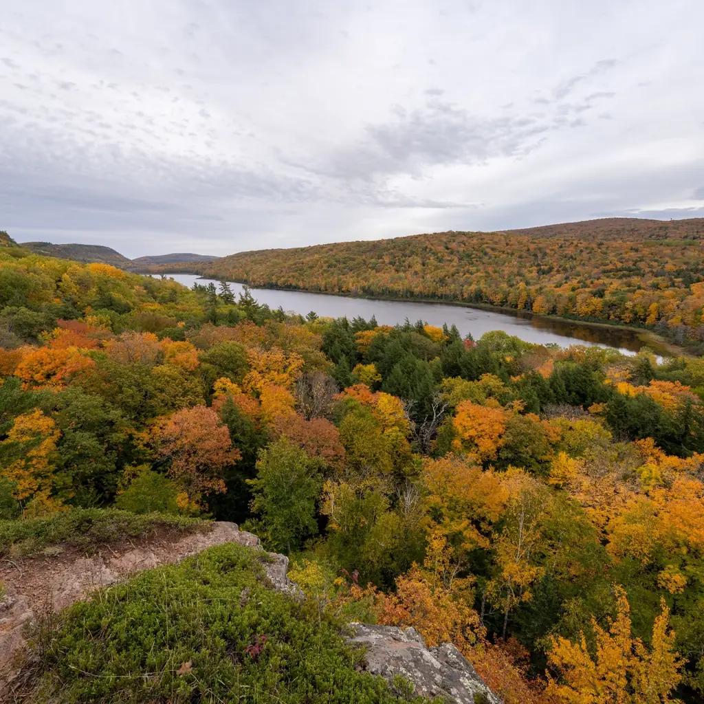 Lake of the Clouds amid forest in the Porcupine Mountains, Michigan