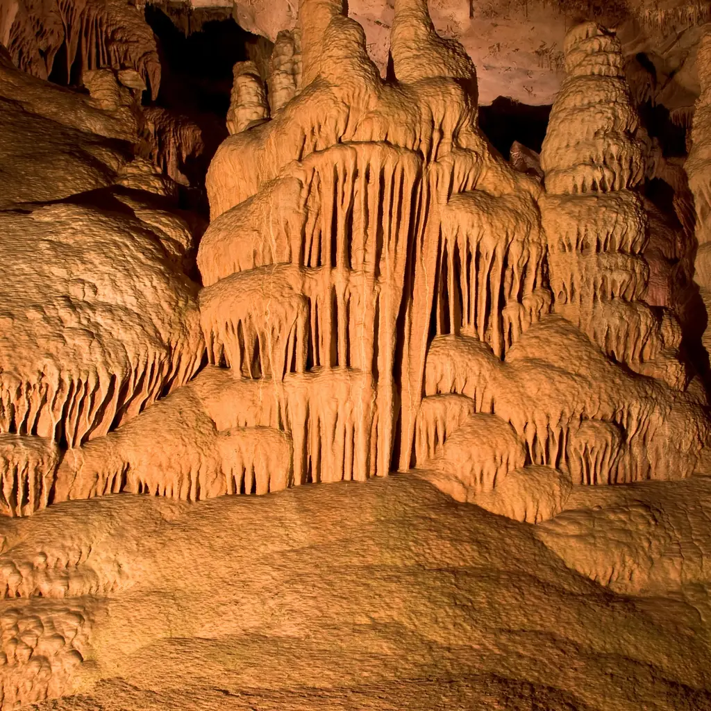 Limestone formations inside Lehman Caves in Nevada.