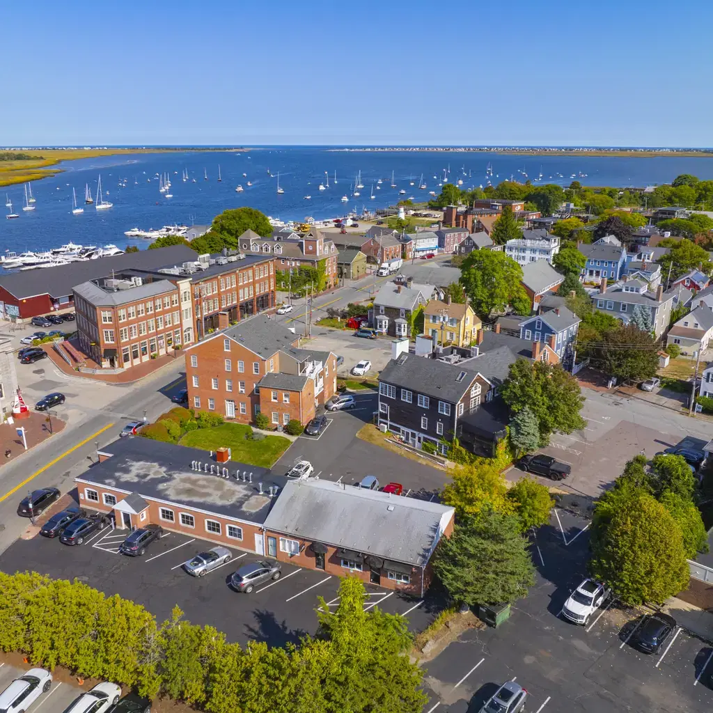 Downtown Newburyport near the Merrimack River in Massachusetts