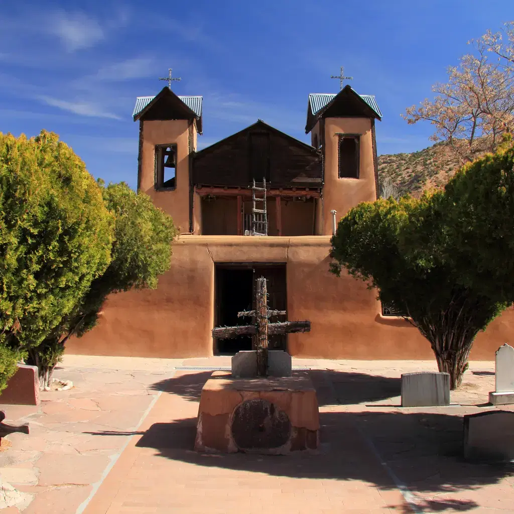 The exterior of El Santuario de Chimayo in northern New Mexico.
