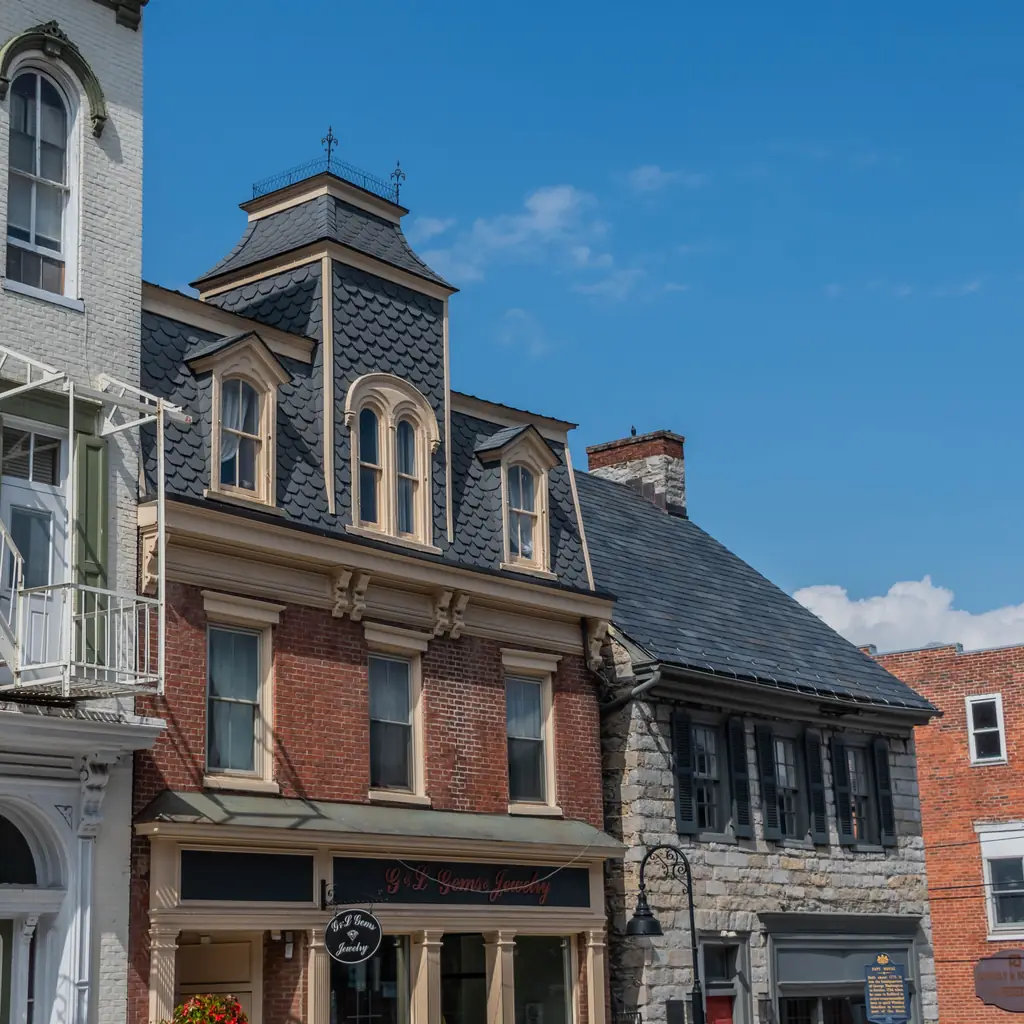 Older street-front buildings in Bedford, Pennsylvania.