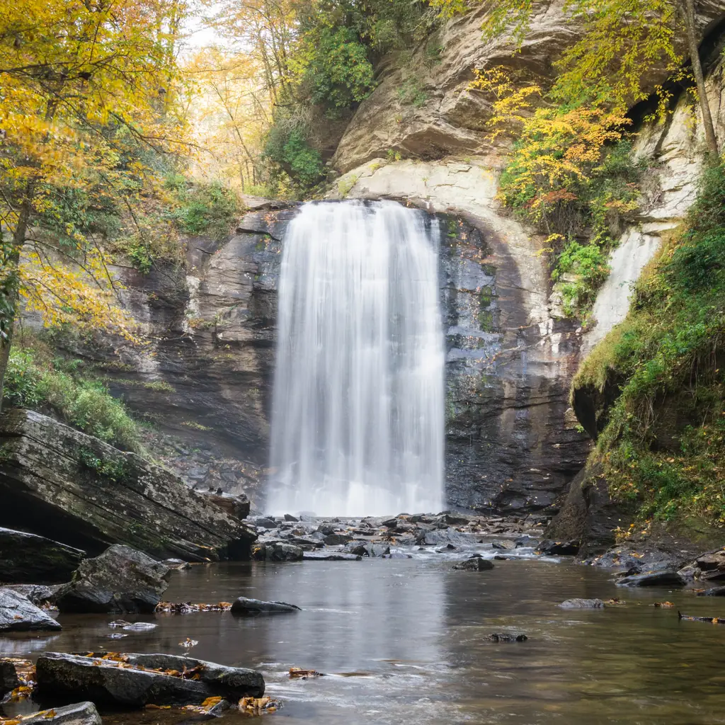 Looking Glass Falls in Pisgah National Forest near Brevard, North Carolina.