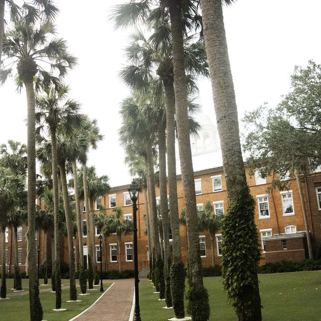 Palm-lined grounds at Stetson University in DeLand, Florida.