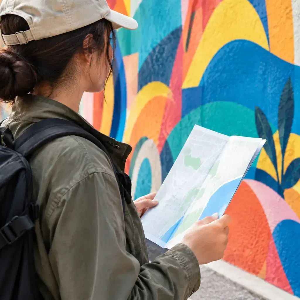 Illustration of a mural walk, not a named Lake Placid mural