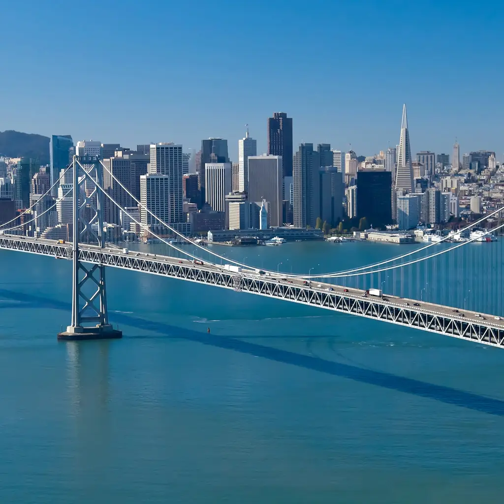 San Francisco Bay and the Bay Bridge.