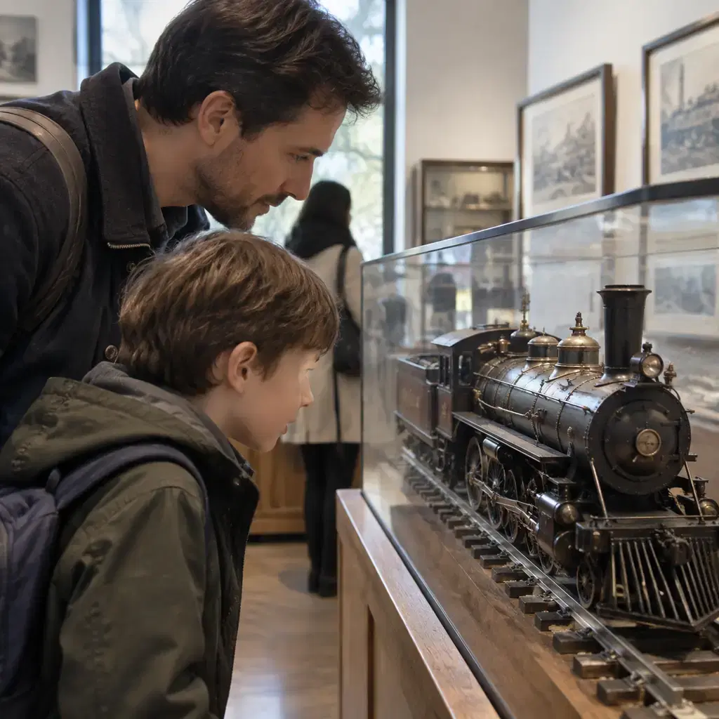 Illustration of a railway museum visit, not a Ridgway museum photograph