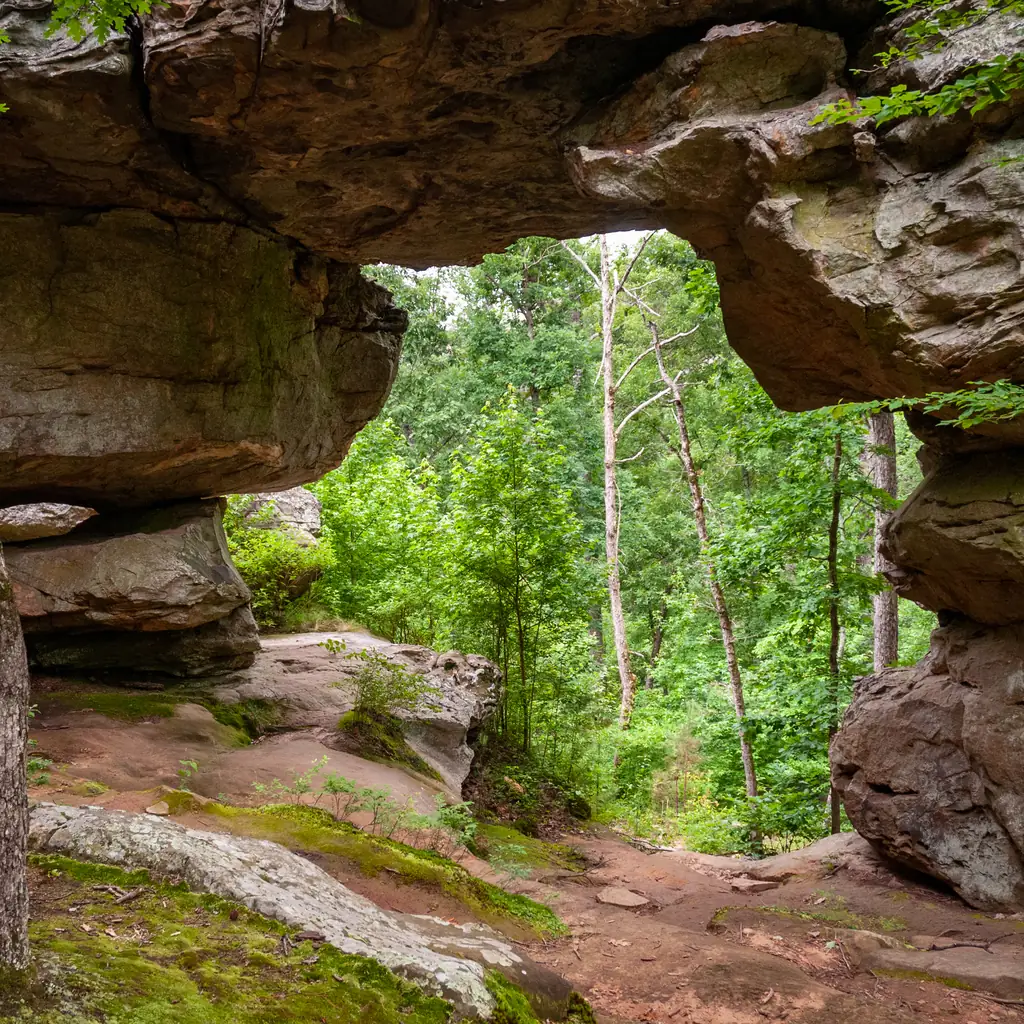 A natural rock arch in Petit Jean State Park, Arkansas