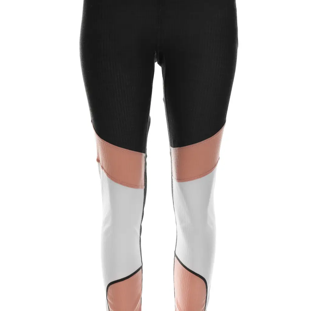 Thin silk long underwear and fleece-lined tights laid out beside ordinary trousers on a bed