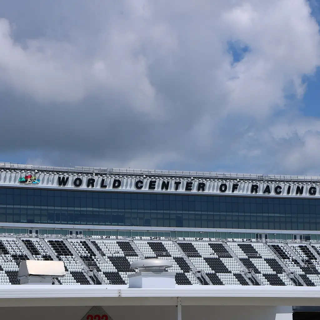 Packed grandstands at Daytona International Speedway during a race