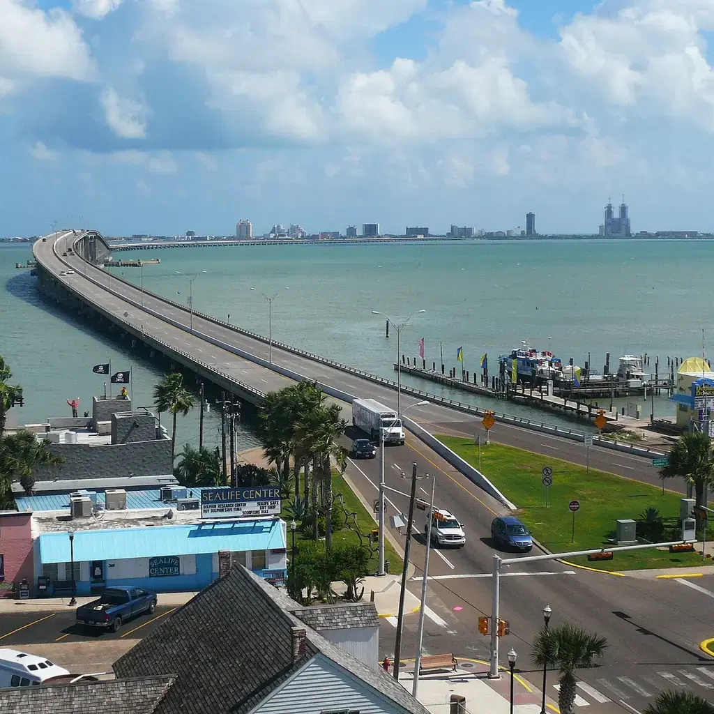 The Queen Isabella Causeway crossing the Laguna Madre toward South Padre Island