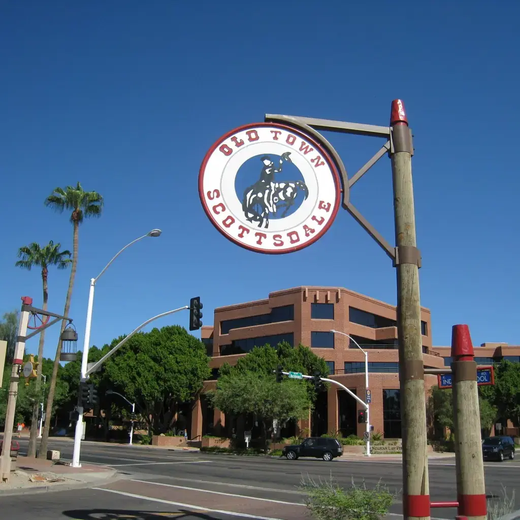 The Old Town Scottsdale sign on a sunny day in Scottsdale, Arizona