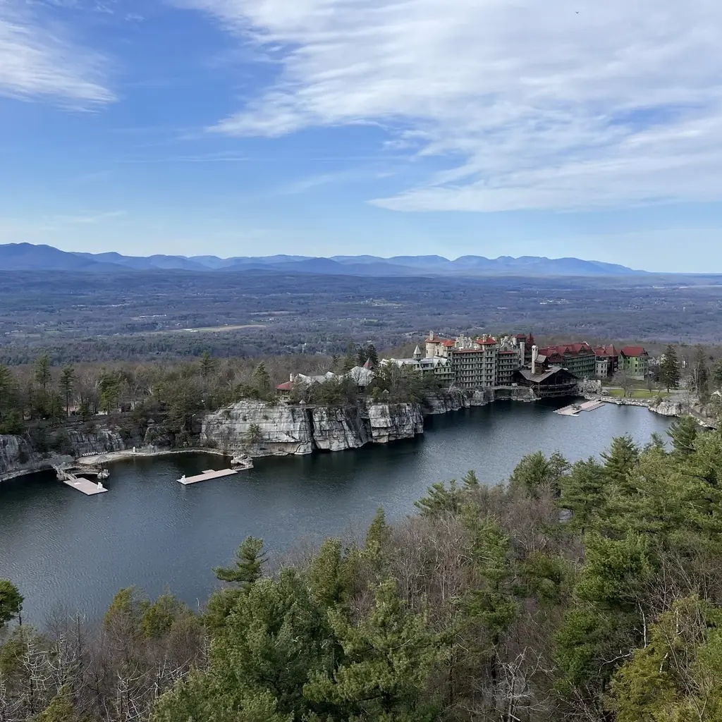 Mohonk Mountain House above Mohonk Lake in New Paltz, New York