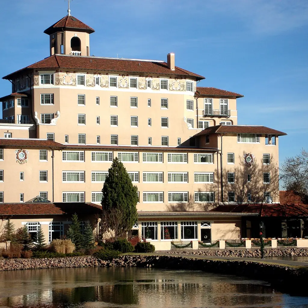 The Broadmoor's main building across the lake in Colorado Springs, Colorado