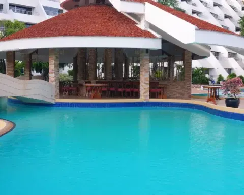 A tropical resort swimming pool, illustrating a whole adults-only property with nothing else on site.