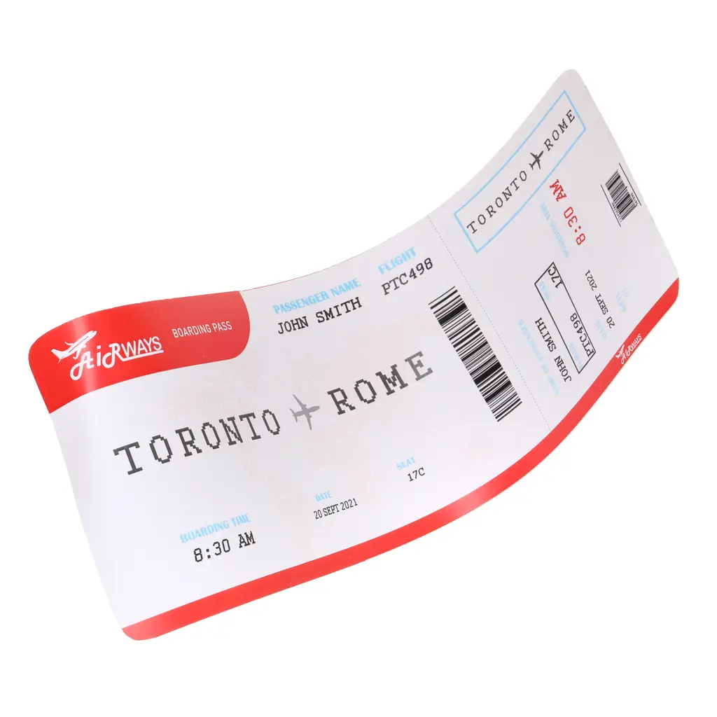 An airline ticket shown close-up, illustrating fare flexibility as a separate purchase from seat comfort.