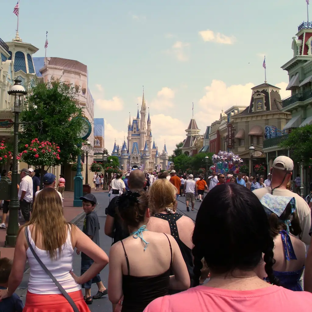 Main Street USA at the Magic Kingdom looking toward Cinderella Castle, illustrating Early Theme Park Entry.