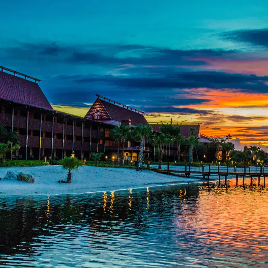Disney's Polynesian Village Resort at sunset, summarizing what a Disney World resort upgrade actually buys.