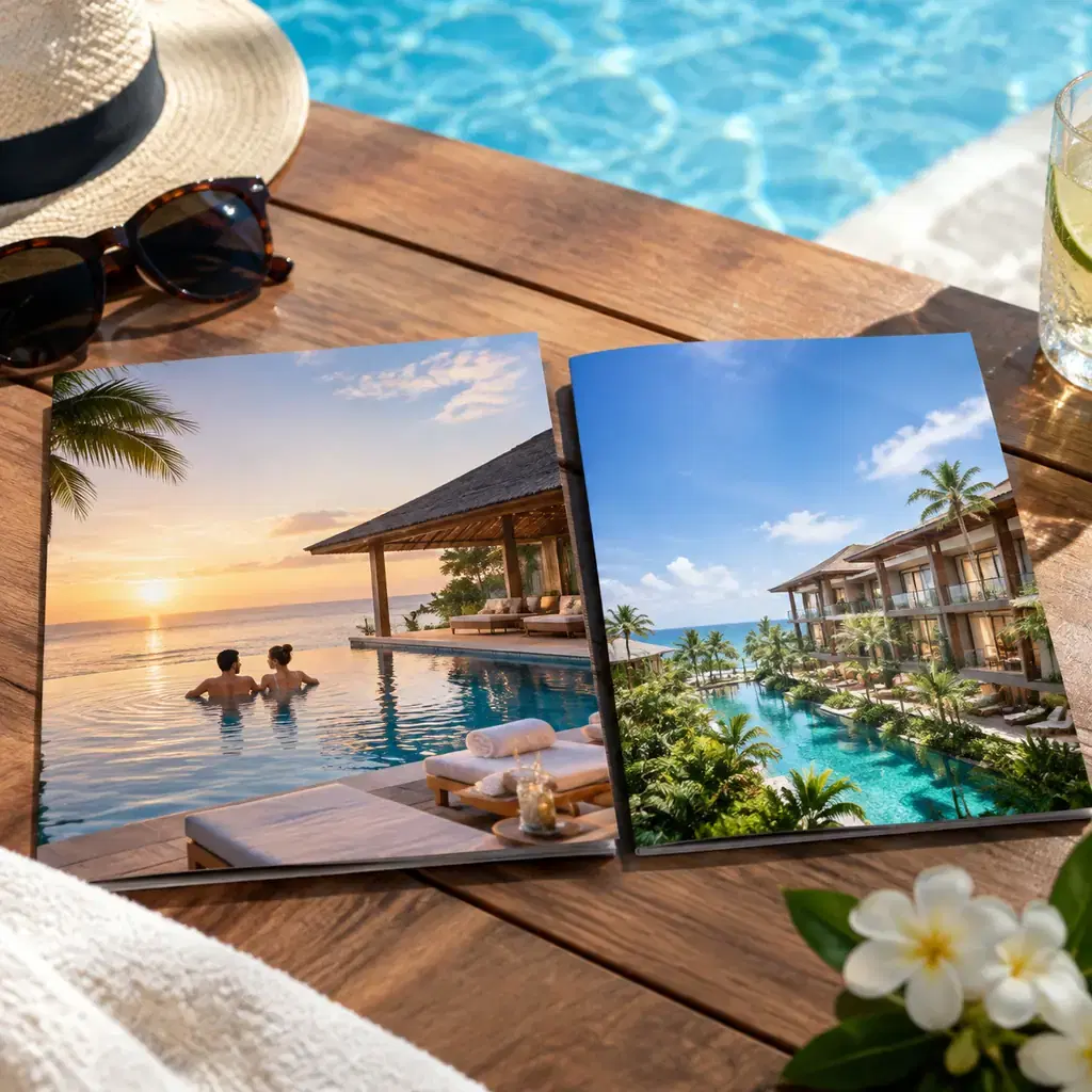 Two resort comparison concepts side by side, illustrating the decision between a separate adults-only property and an elevated tier within a larger resort.